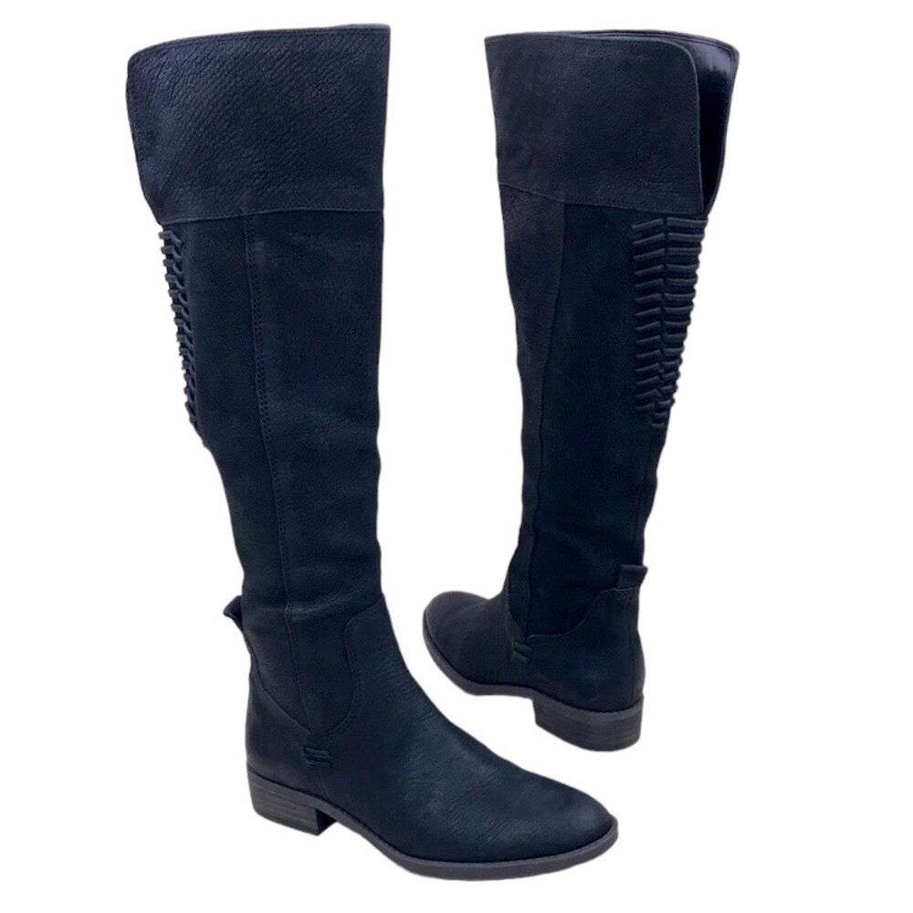 Vince Camuto Patamina Black Leather Knee Tall Boot